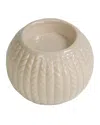 Northern Lights Northlight 3.25in Beige Knit Design Ceramic Christmas Candle Holder In Beige