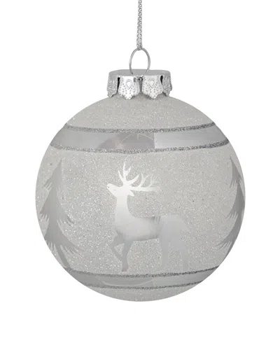 Northern Lights Northlight 3.5in White And Silver Glass Christmas Ball Ornament