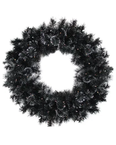 Northern Lights Northlight 36in Battery Operated Black Bristle Artificial Christmas Wreath  Warm White Led Lights