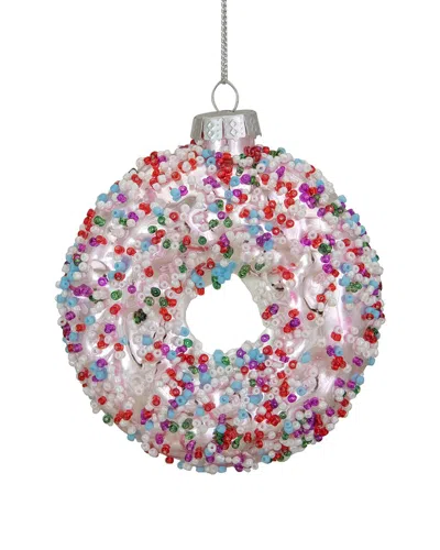 Northern Lights Northlight 3.75in Pink Doughnut With Sprinkles Glass Christmas Ornament