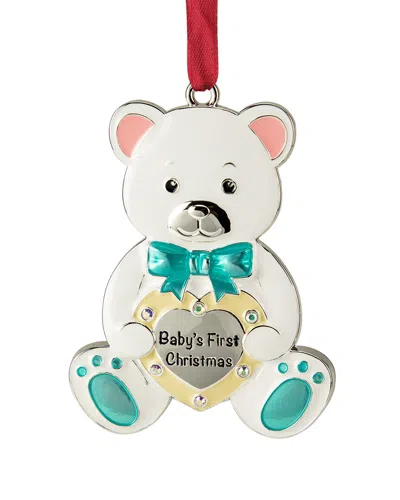 Northern Lights Northlight 3in Pastel And Silver Plated Bear Babyfts First Christmas Ornament With European Crystals In White