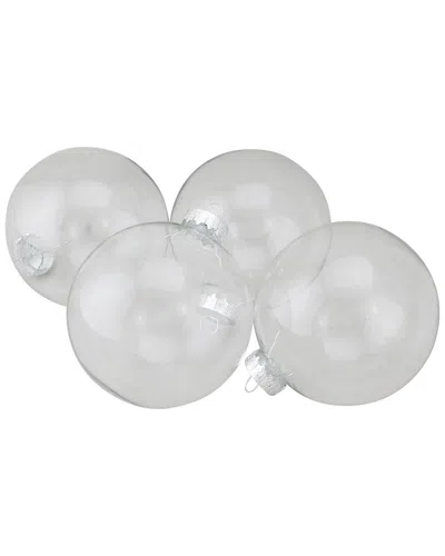 Northern Lights Northlight 4ct Clear Glass Ball Christmas Ornaments 4in In Transparent