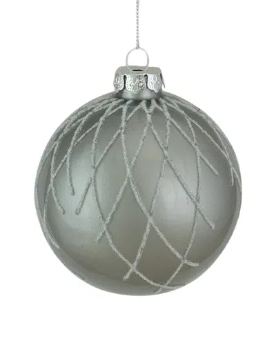 Northern Lights Northlight 4in Gray Diamond Pattern Christmas Ball Glass Ornament