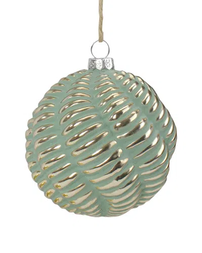 Northern Lights Northlight 4in Green And Gold Glass Ball Christmas Ornament