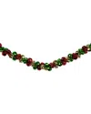 Northern Lights Northlight 5ft Green Gold And Red Festive Jingle Bell Artificial Christmas  Garland In Red