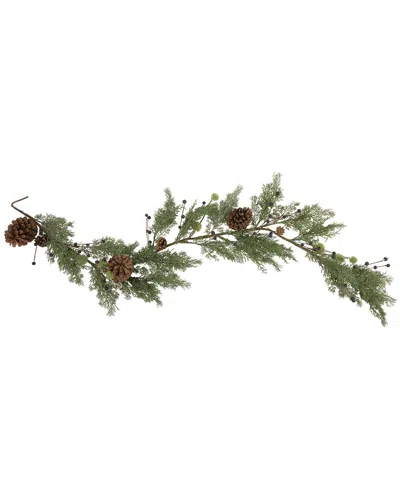 Northern Lights Northlight 5ft X 10in Pine And Blueberry Christmas Garland With Pinecones  Unlit In Green
