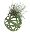 Northern Lights Northlight 5in Green Rattan Style Christmas Ball Ornament With Pine Cone In Green