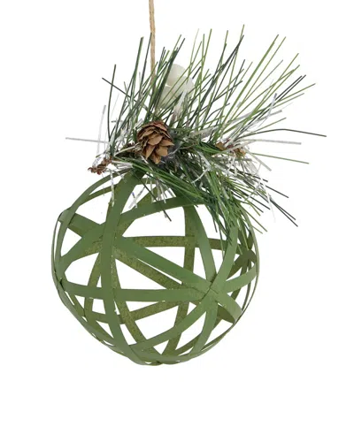 Northern Lights Northlight 5in Green Rattan Style Christmas Ball Ornament With Pine Cone