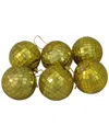 Northern Lights Northlight 6ct Gold Mirrored Glass Disco Ball Christmas Ornaments 2.75in (70mm) In Gold