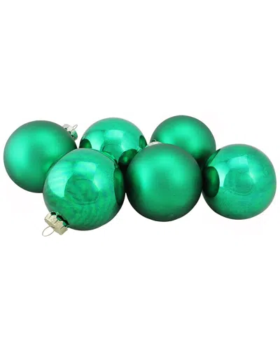 Northern Lights Northlight 6ct Shiny And Matte Green Glass Ball Christmas Ornaments 3.25in (82mm)