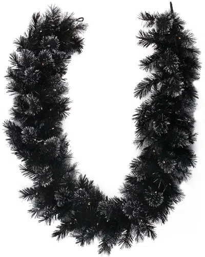 Northern Lights Northlight 6ft X 9 Pre-lit Battery Operated Black Bristle Artificial Christmas Garland - Warm White 