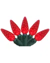 Northern Lights Northlight 70-count Red Led Faceted C6 Christmas Light Set - 23ft Green Wire In Red