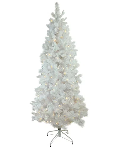 Northern Lights Northlight 7.5ft Pre-lit Slim Flocked Pine Artificial Christmas Tree - Warm White Led Lights