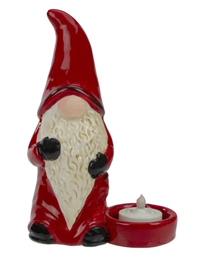 Northern Lights Northlight 7in Red And Black Gnome Tea Light Christmas Candle Holder