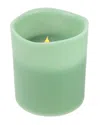 Northern Lights Northlight 8in Sage Green Battery Operated Flameless Led Lighted 3-wick Flickering Wax Christmas Pil In Green