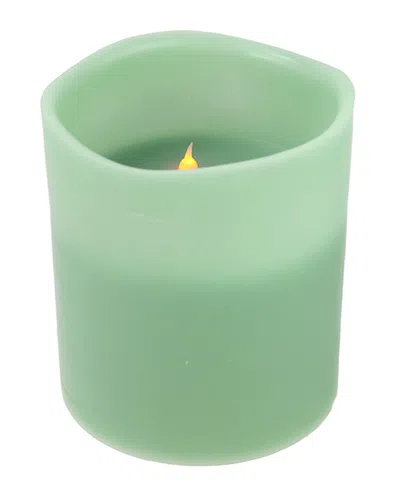 Northern Lights Northlight 8in Sage Green Battery Operated Flameless Led Lighted 3-wick Flickering Wax Christmas Pil