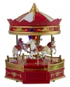 Northern Lights Northlight 9.25in Led Lighted Animated And Musical Carousel Christmas Village Display Piece In Red