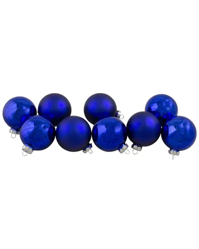 NORTHERN LIGHTS NORTHLIGHT 9CT SHINY AND MATTE ROYAL BLUE GLASS BALL CHRISTMAS ORNAMENTS 2.5IN (65MM)