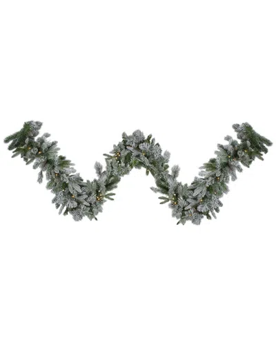 Northern Lights Northlight 9ft X 14in Pre-lit Flocked Mixed Rosemary Emerald Pine Artificial  Christmas Garland - Cl In Green