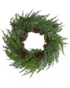 Northern Lights Northlight Frosted Cedar And Pine Cone Artificial Christmas Wreath - 26-in  Unlit In Green