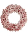 Northern Lights Northlight Pre-lit Flocked Red Artificial Christmas Wreath 36 In Clear Lights In Red