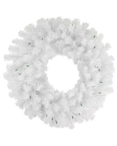 Northern Lights Northlight Pre-lit Geneva White Spruce Artificial Christmas Wreath 24-in Green  Lights