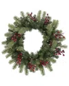 Northern Lights Northlight Pre-lit Noble Fir With Red Berries And Pine Cones Artificial  Christmas Wreath - 24in - C In Green