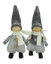 Northern Lights Northlight Set Of 2 Gray And White Plush Twin Christmas Ornaments 5.5in In Gray