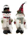Northern Lights Northlight Set Of 2 Winter Skiing Snowmen Christmas Table Top Decorations In White