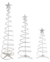 Northern Lights Northlight Set Of 3 Clear Lighted Spiral Christmas Trees - 3ft 4ft And 6ft In White