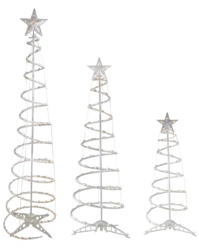 Northern Lights Northlight Set Of 3 Clear Lighted Spiral Christmas Trees - 3ft 4ft And 6ft In Metallic