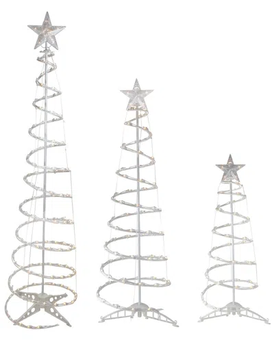 Northern Lights Northlight Set Of 3 Clear Lighted Spiral Christmas Trees - 3ft 4ft And 6ft In White