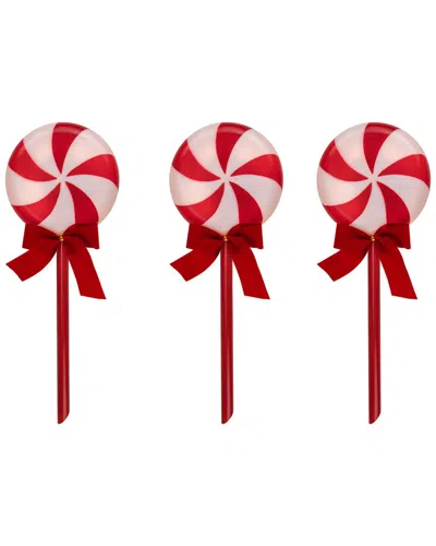 Northern Lights Northlight Set Of 3 Peppermint Candies Christmas Pathway Markers 16in In Red