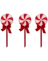 Northern Lights Northlight Set Of 3 Peppermint Candies Christmas Pathway Markers 16in In Red