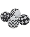 Northern Lights Northlight Set Of 4 Black And White Glass Ball Christmas Decoration 2.75-in(67mm) In Black