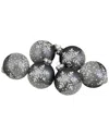 Northern Lights Northlight Set Of 6 Gray And White Snowflake Glass Christmas Ball Ornaments 4in (101mm) In Gray