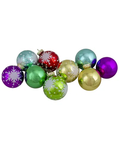 Northern Lights Northlight Set Of 9 Assorted Glass Ball Hanging Christmas Ball Ornaments 2.25-in(57mm) In Multi