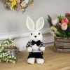 Northlight 10" Boy Rabbit In Checkered Jacket Easter Figurine In White