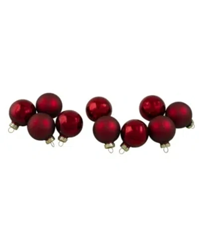 Northlight 10 Count 2-finish Glass Christmas Ball Ornaments In Red