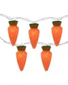 NORTHLIGHT NORTHLIGHT 10-COUNT CARROT EASTER STRING LIGHT SET