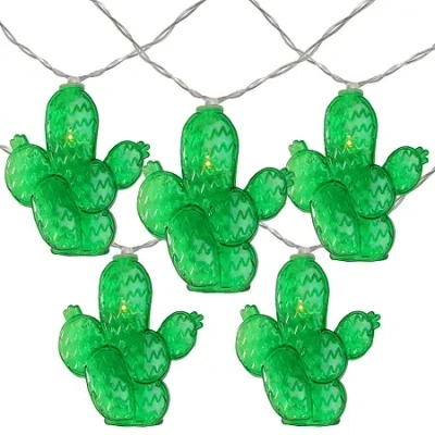 Northlight 10-count Green Prickly Pear Cactus Led 5.5ft Clear Wire String Lights