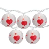 Northlight 10-count White And Red Heart Paper Lantern Valentine's Day Lights, 8.5ft White Wire In White