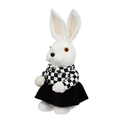 Northlight 10" Girl Rabbit In Checkered Dress Easter Figurine In Black