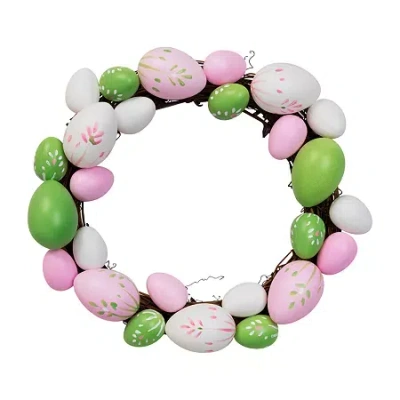 Northlight 10" Pink/green Easter Egg Grapevine Wreath In Multi