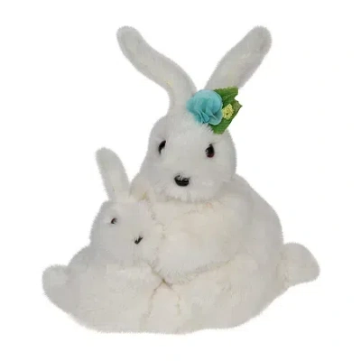 Northlight 10" Plush Mother And Baby Bunny Rabbit Spring Easter Tabletop Decor In White