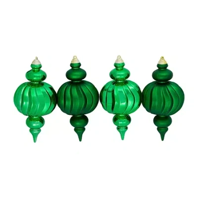 Northlight 10" Shatterproof Finial 4-pc. Christmas Ornament In Green