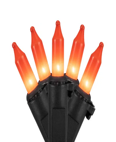 Northlight 100-count Mini Halloween Light Set, 20' Black Wire In Orange