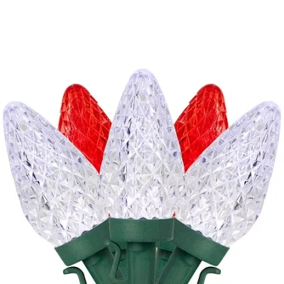 Northlight 100-count Red And Pure White Faceted Led C9 66ft Green Wire String Lights In Multi