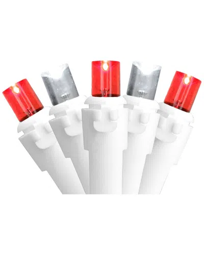 Northlight 100-count Red And Pure White Led Wide Angle Icicle Christmas Lights  - 5.5ft White Wire In Multi