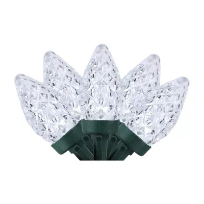 Northlight 100ct Pure White Led Faceted C7 66ft Green Wire String Lights In Multi